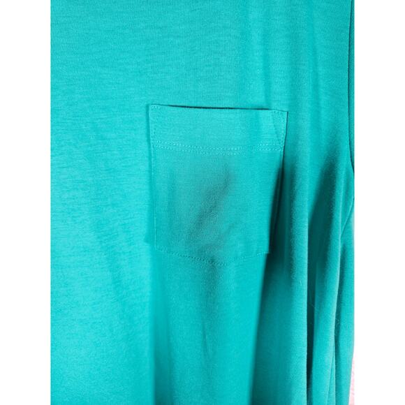 LulaRoe Teal Women's Carly TShirt Dress Short Sleeve Size XS Front Pocket - Picture 5 of 7